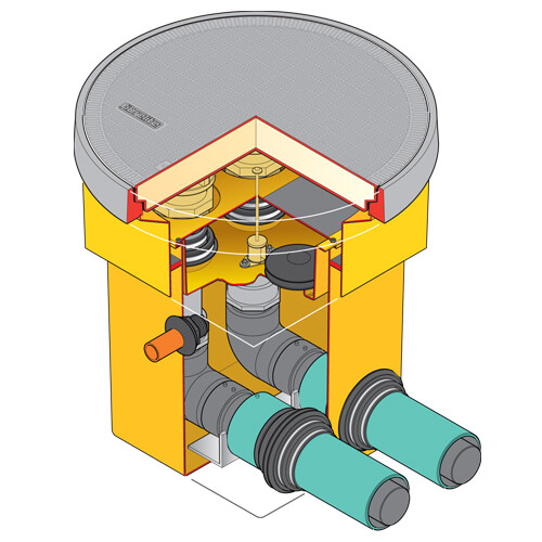 500mm ( 20″) Square Sump with Platform and Drainback – S2